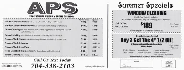 Monthly Cleaning Specials | APS Charlotte Deals  Savings   rear aps charlotte ad